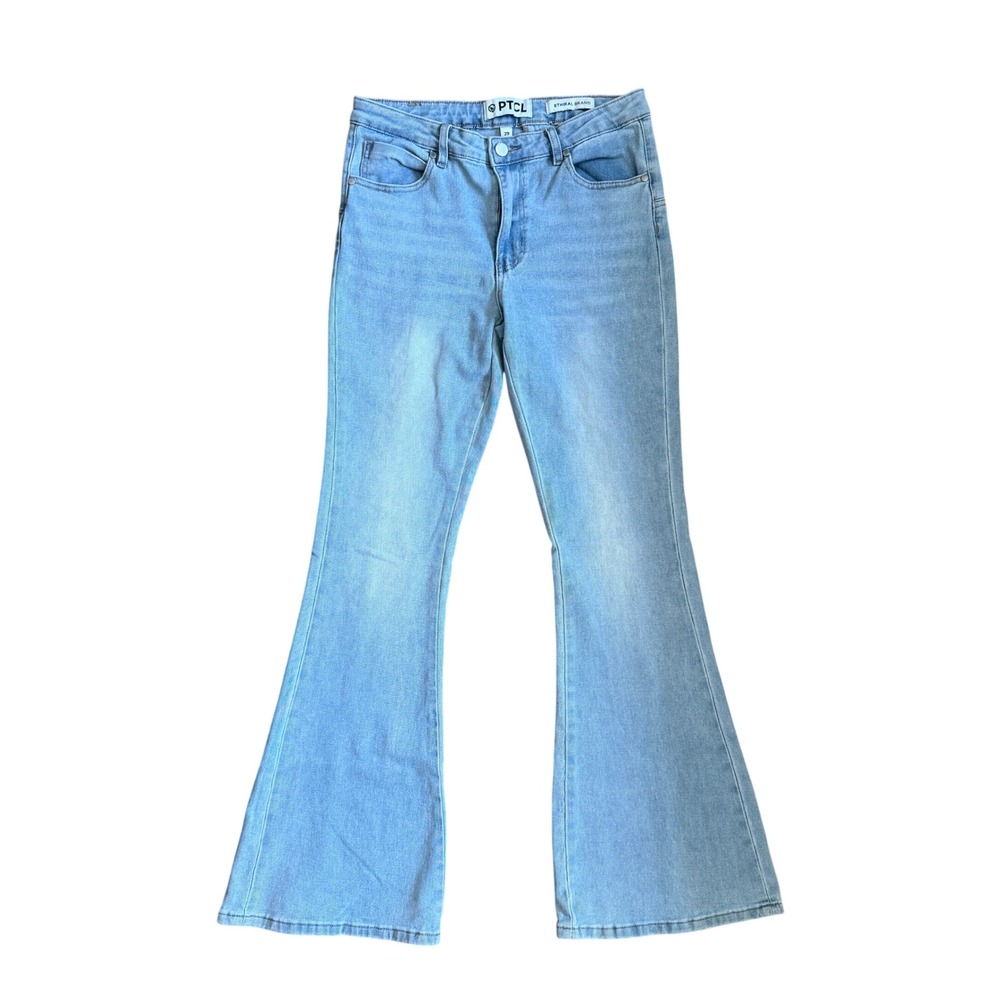 PTCL Ethikal Brand Light Wash Flare Jeans‎ Silver Lightning Bolt Back Size 29